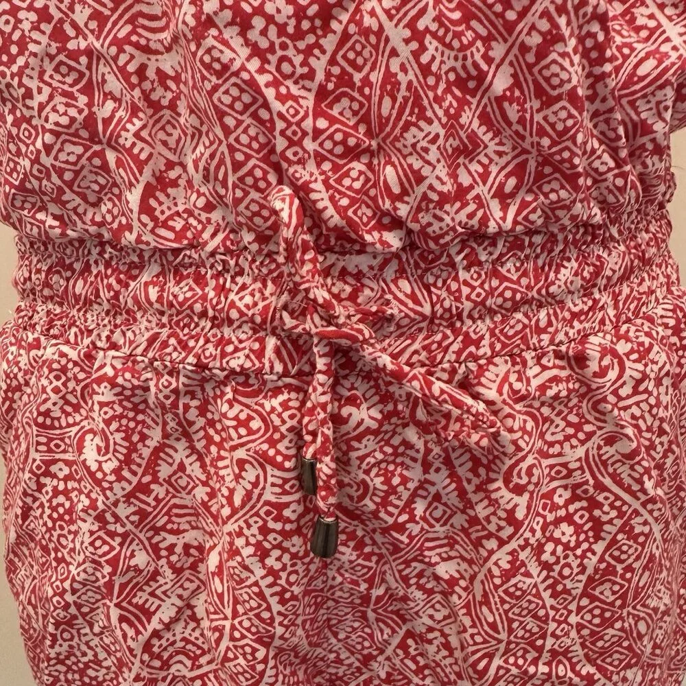 Splendid Romper Women’s Medium Red And White Rayon Drawstring Spaghetti Strap - Picture 8 of 16